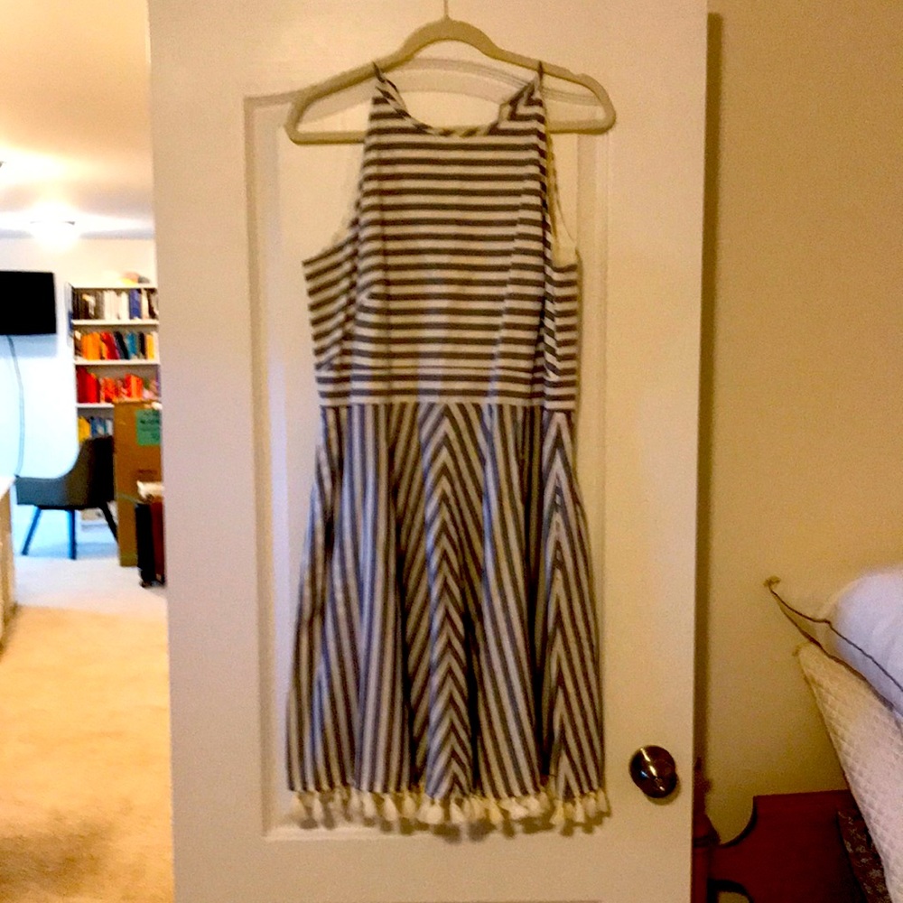 Eliza J. Seersucker Sundress with Tassel Hem